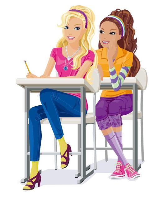 上课的美女学生插画矢量素材