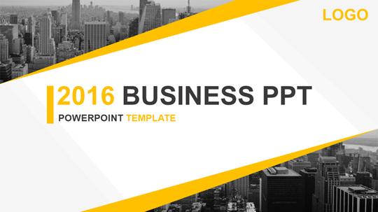 2016黄灰色商业欧美风ppt模板下载-扑奔网,office文档