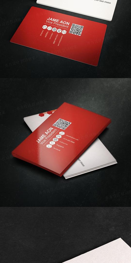 创意菱形广告公司二维码名片设计_名片设计/二维码名片图片素材