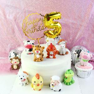 蛋糕装饰十二生肖q版可爱小动物摆件派对生日甜品台烘焙创意