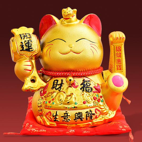 开业礼品招财猫摆件金色大号生意兴隆店铺开业家居乔迁送礼12寸【图片价格品牌评论】-京东