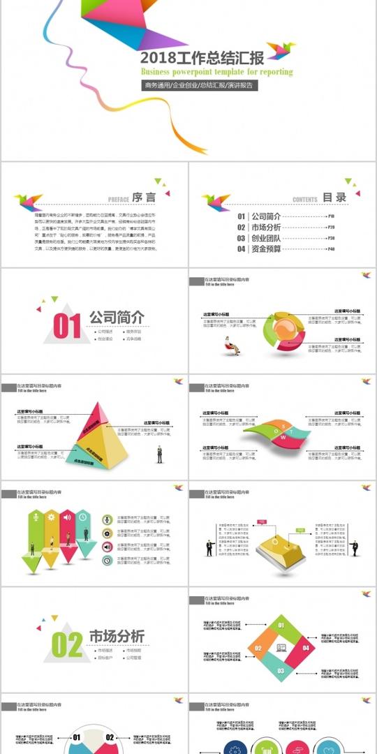 2018年商务通用企业创业总结汇报演讲报告ppt