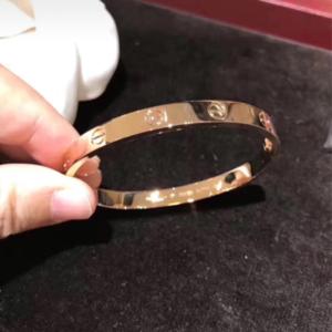 cartier/卡地亚love手镯女18k玫瑰金窄版宽版无钻四钻情侣手环男