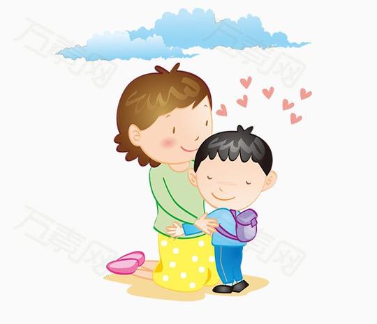 拥抱的母子卡通亲子图片六一儿童节儿童节素材