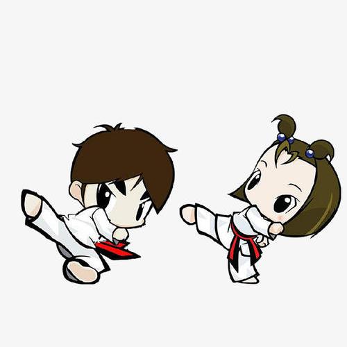 散打搏击卡通跆拳道男孩女孩素材