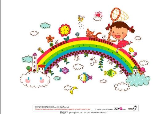 快乐儿童插画卡通清新幼儿园素材卡通儿童
