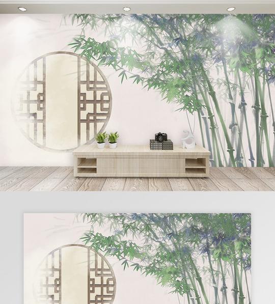 中国风古风古色竹林背景墙图片