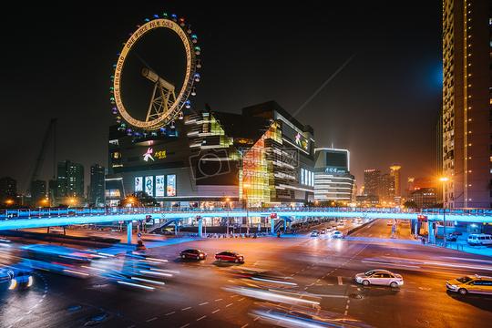 城市夜景慢门车流摄影图片素材免费下载_交通/运输