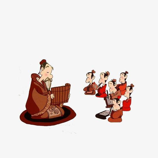 卡通古代讲课的老师,听讲的学生素材
