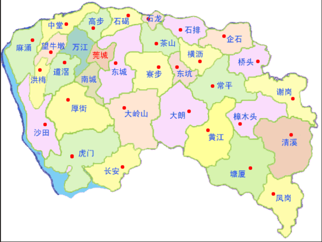 东莞市一共有几个镇?他们的分布图?