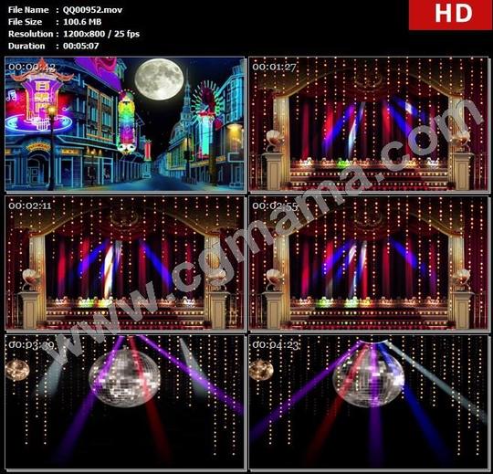 qq00952霓虹灯光舞台城市夜上海百乐门歌舞厅高清晚会led大屏视频素材