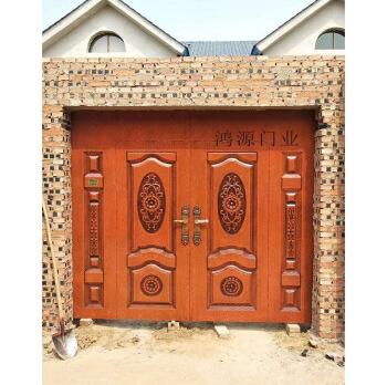 农村自建房大门家用双开门铁门乡村庭院门农村烤漆大铁门定做大门浅黄色【价格、品牌、报价】-1号店