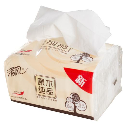 提包邮6包餐巾纸面巾纸抽纸3抽纸200清风抽纸原木纯品纸巾两层