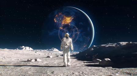 科幻宇航员太空飞船星际宇宙星球空直播酒吧led屏背景视频vj素材