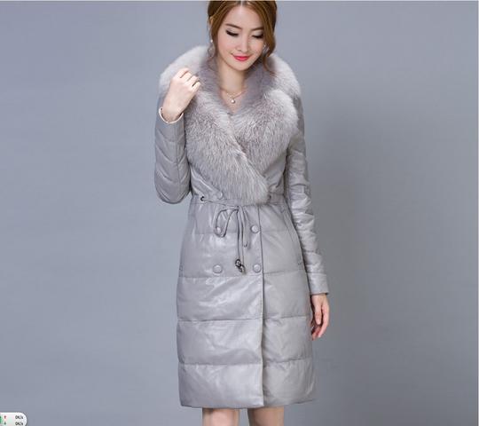 真皮皮衣女中长款修身绵羊皮真皮羽绒服大衣2015新款海宁皮草女