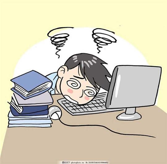 卡通工作忙晕的人
