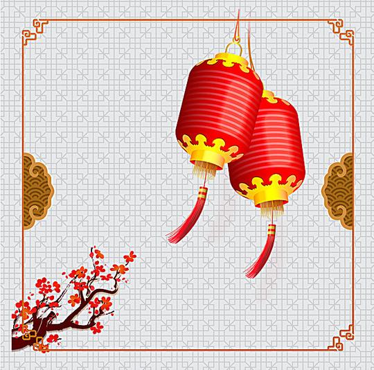 中国风精美红灯笼背景素材