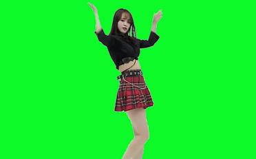 (bboombboom绿幕)黑衣红短裙美女