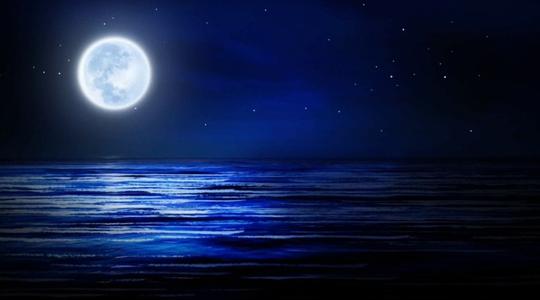 夜晚的海洋与圆月视频素材