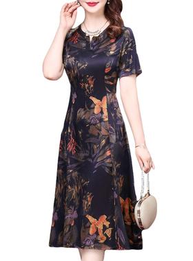 夫人2021贵裙子女夏桑蚕丝大牌新款香云纱妈妈真丝杭州连衣裙高端