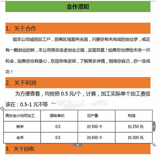 手工活加工免费代理在家创业项目无需经验技术包教