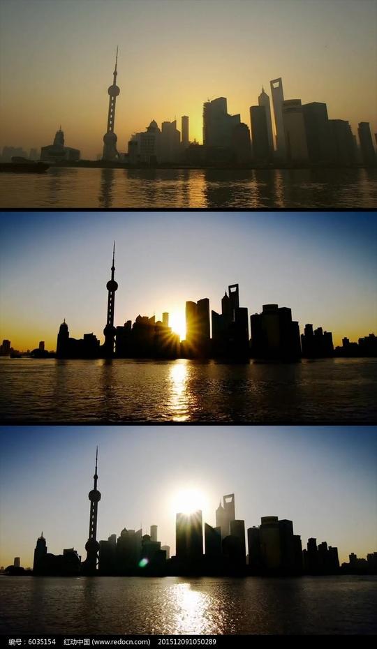 上海浦东陆家嘴清晨日出实拍视频素材