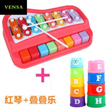 音乐手敲琴八音小木琴钢琴宝宝乐器玩具1-2-3岁抖音网红8音红琴+七彩