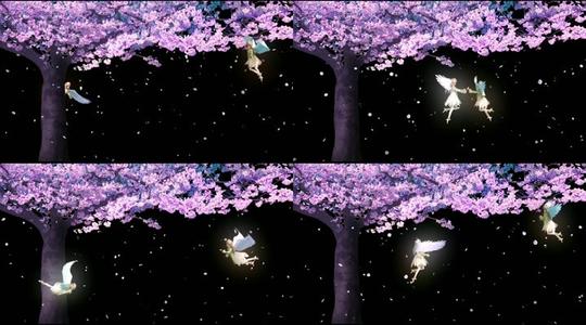 4k超高清3d全息婚礼素材樱花树天使