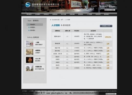 设计招聘黑色灰色集团酒店投资网站网页网页设计网站制作