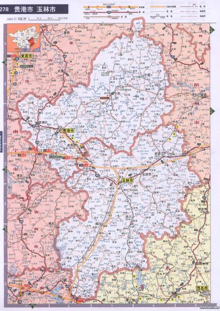 玉林交通地图|广西贵港玉林公路交通地图