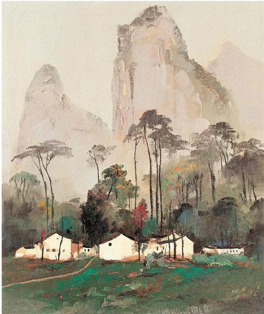 吴冠中桂林农家73×61cm油画1980年