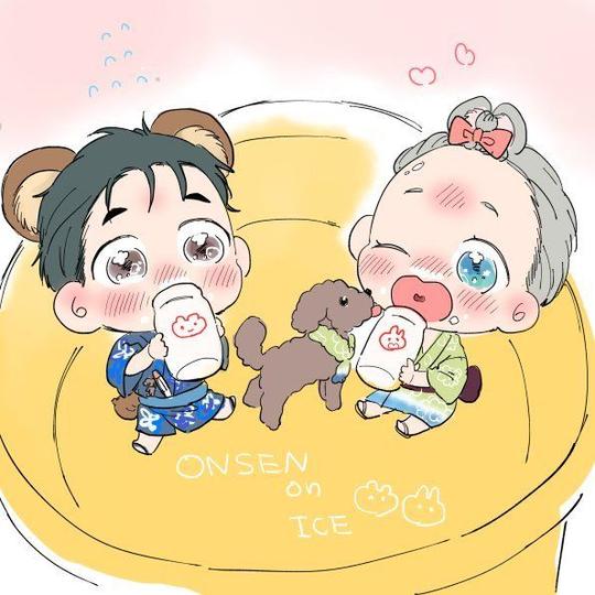 冰上的尤里#吸一口小幼崽子们实在太可爱了()小小的维克托兔也太