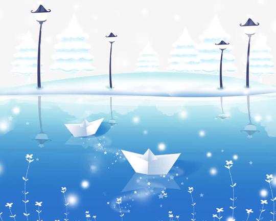 蓝色雪天湖景免抠素材免费下载觅元素51yuansu.com
