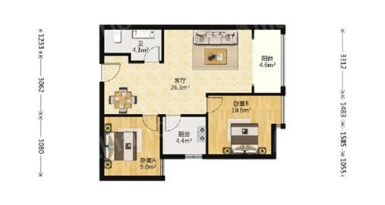 洛阳涧西涧西区洛浦公园创业路洛浦公馆精装两室1500拎包入住随时看房出租房源真实图片
