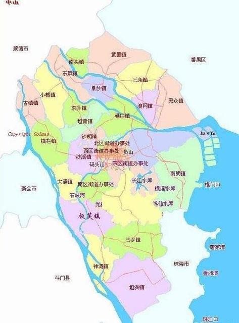 划分为25个地区的中山市