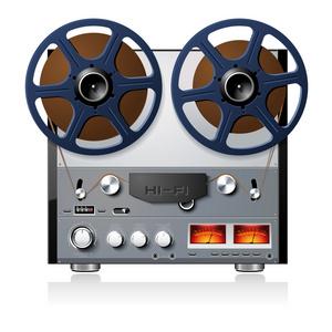 立体声卷轴到卷轴磁带卡座播放器录音机矢量图片