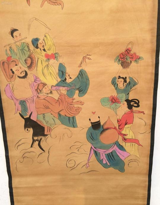 【自鉴】农村淘的老画，高仿唐寅《八仙》