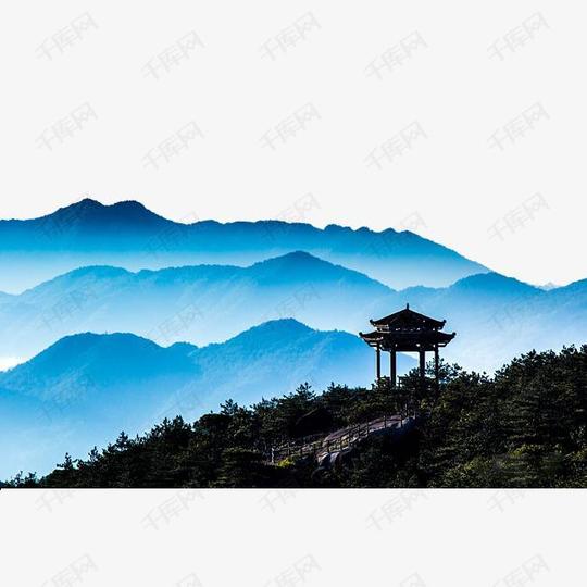 蓝色山川美景素材图片免费下载_高清png_千库网(图片