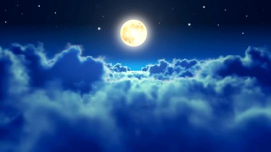 唯美夜天空云海月亮明月星空(有音乐)视频素材
