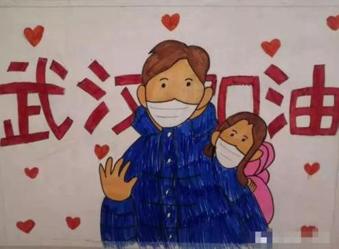 团结一心抗击疫情儿童绘画
