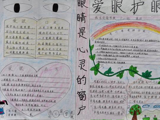 手抄报素材-2种类型爱眼护眼儿童画+手抄报!爱护视力,从小抓起