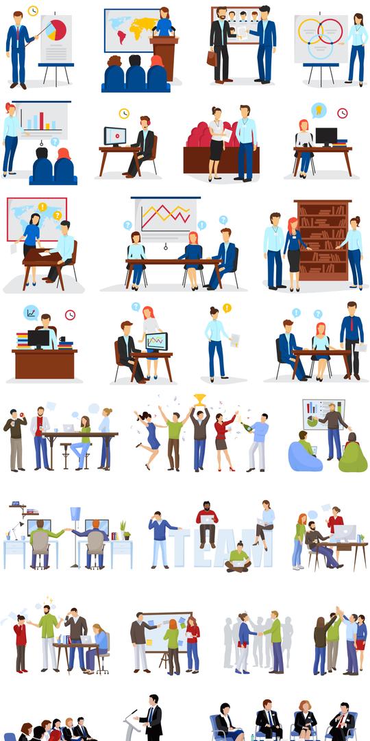 商务合作创业团队卡通人物形象小人矢量图矢量图,rgb格式高清大图，使用软件为ill