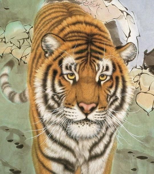 位图动物老虎艺术效果国画免费素材