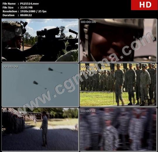 ps25514伞兵士兵枪支武器飞机跳伞训练部队美军教官高清实拍视频素材