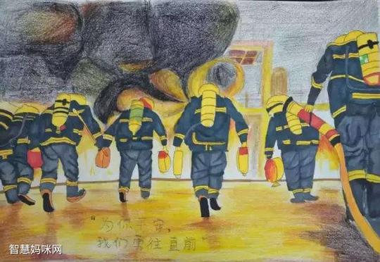 烈火英雄--消防员绘画作品-图3