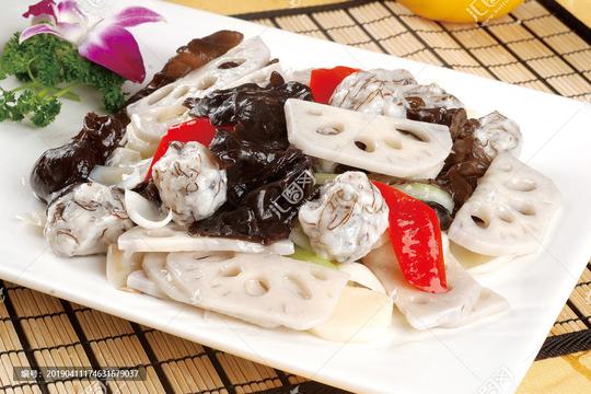>中国菜系《粤菜图库》查看相似图收藏举报>木耳莲藕炒鲮鱼