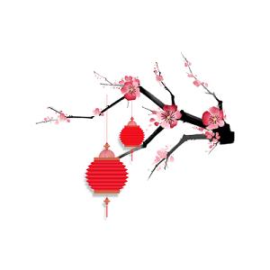 古典梅花中国风红灯笼背景素材