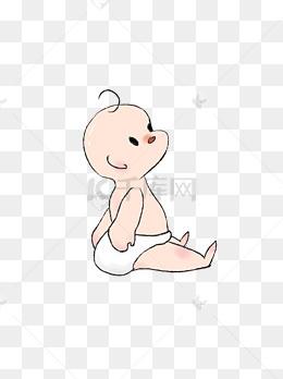 可爱坐姿态之婴儿卡通手绘人物可商用素材