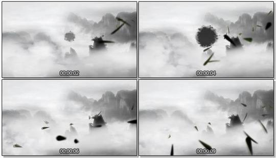 山川云雾环绕水墨画中国风视频素材