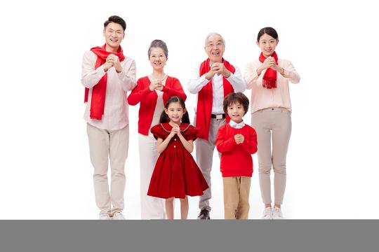 全家一起给大家拜年